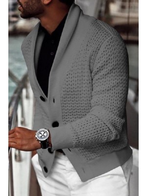 Men's Solid Color Fashion Casual Slim Fit Knit Cardigan Sweater