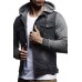 Men's Knit Hooded Denim Jacket Fashion Stitching Denim Coat