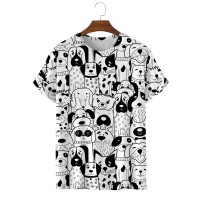 Black and White Graffiti Dog Short Sleeve T-Shirt