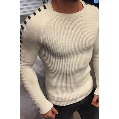 Men's Slim Long Sleeve Round Neck Sweater