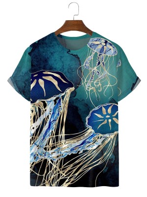 Men's Undersea Metal Jellyfish Short Sleeve T-Shirt
